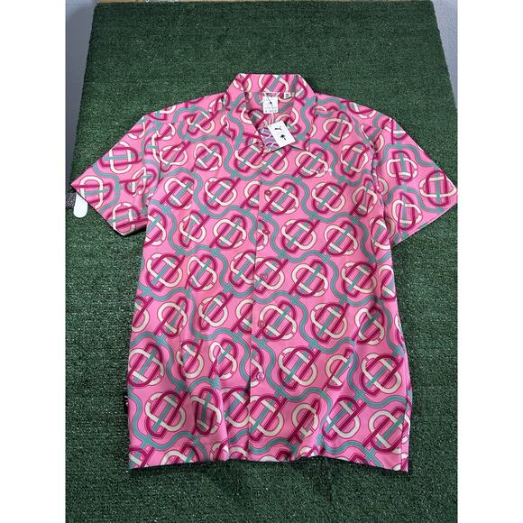PUMA X PALM TREE CREW Button Up Golf Pink Shirt Men’s Medium - Picture 2 of 10